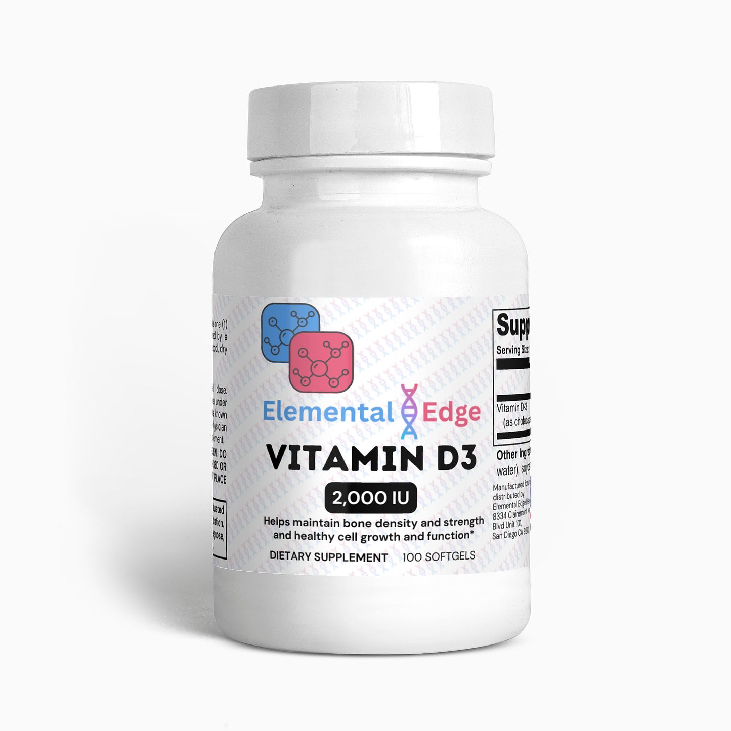 Vitamin D3 2,000 IU – Strength, Immunity & Sunshine in Every Softgel | Elemental Edge