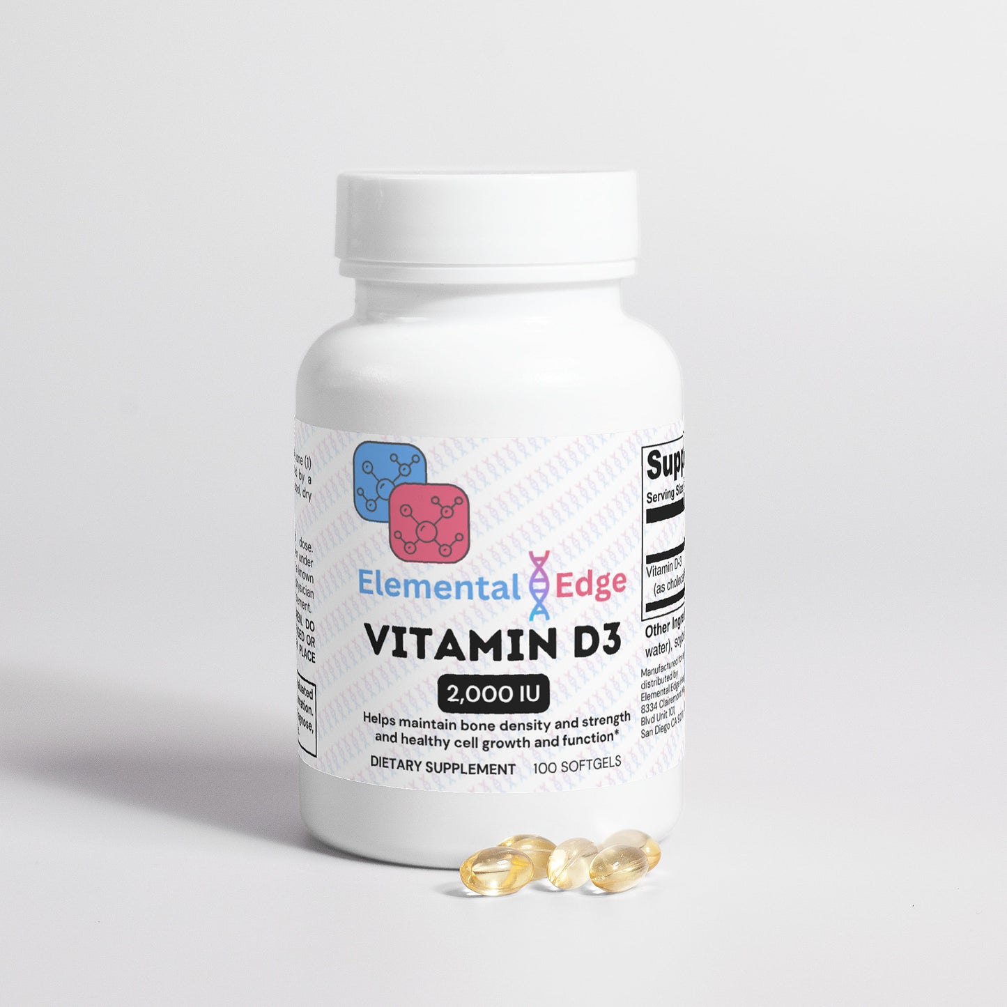 Vitamin D3 2,000 IU – Strength, Immunity & Sunshine in Every Softgel | Elemental Edge