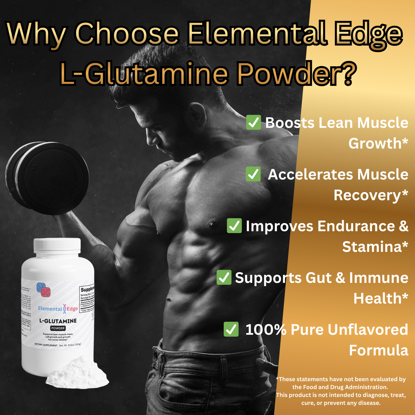 L-Glutamine Powder – Recovery, Muscle Growth & Endurance | Elemental Edge