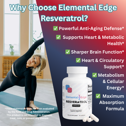 Resveratrol 50% 600mg – Heart, Brain & Anti-Aging Support | Elemental Edge