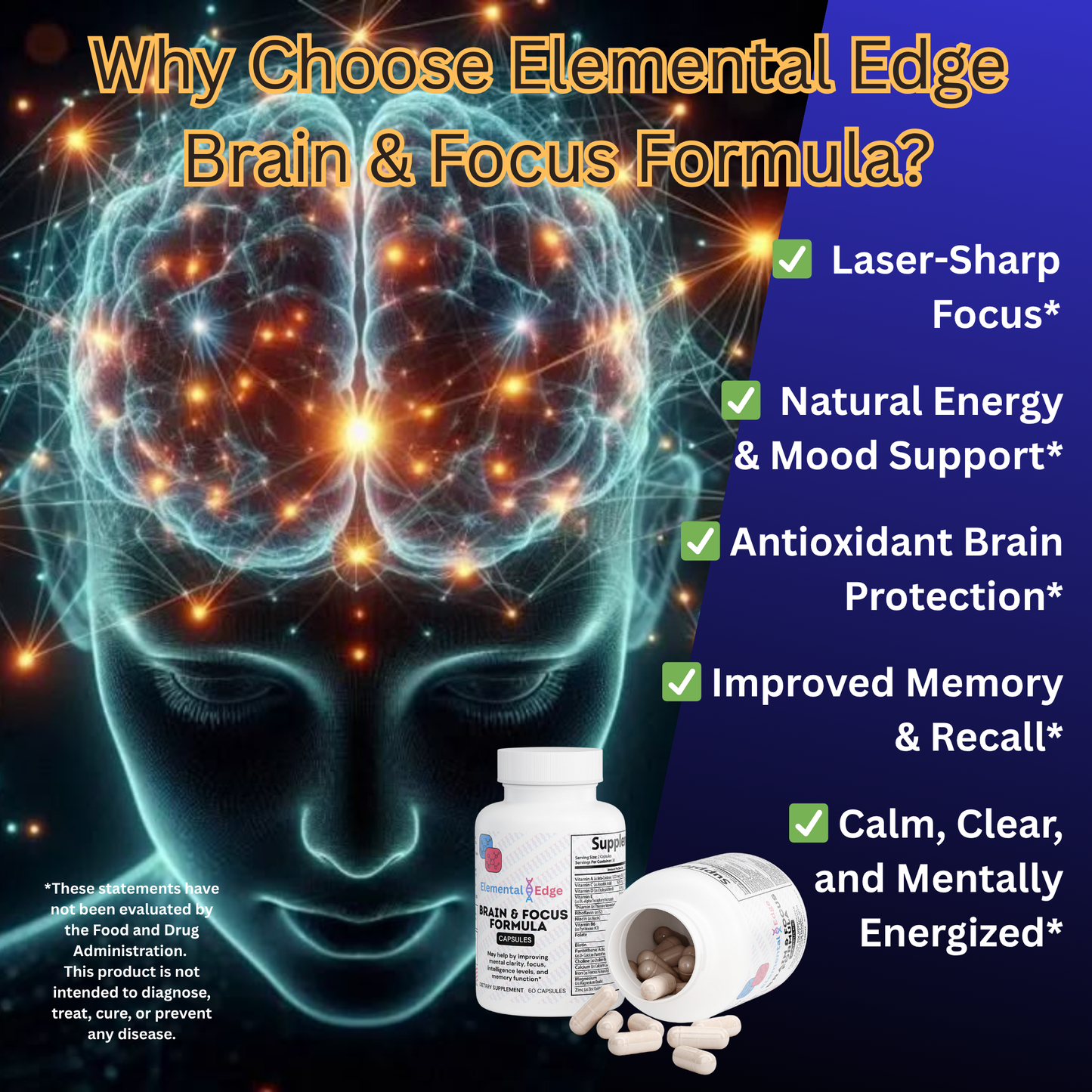 Brain & Focus Formula – Mental Clarity, Memory & Productivity | Elemental Edge