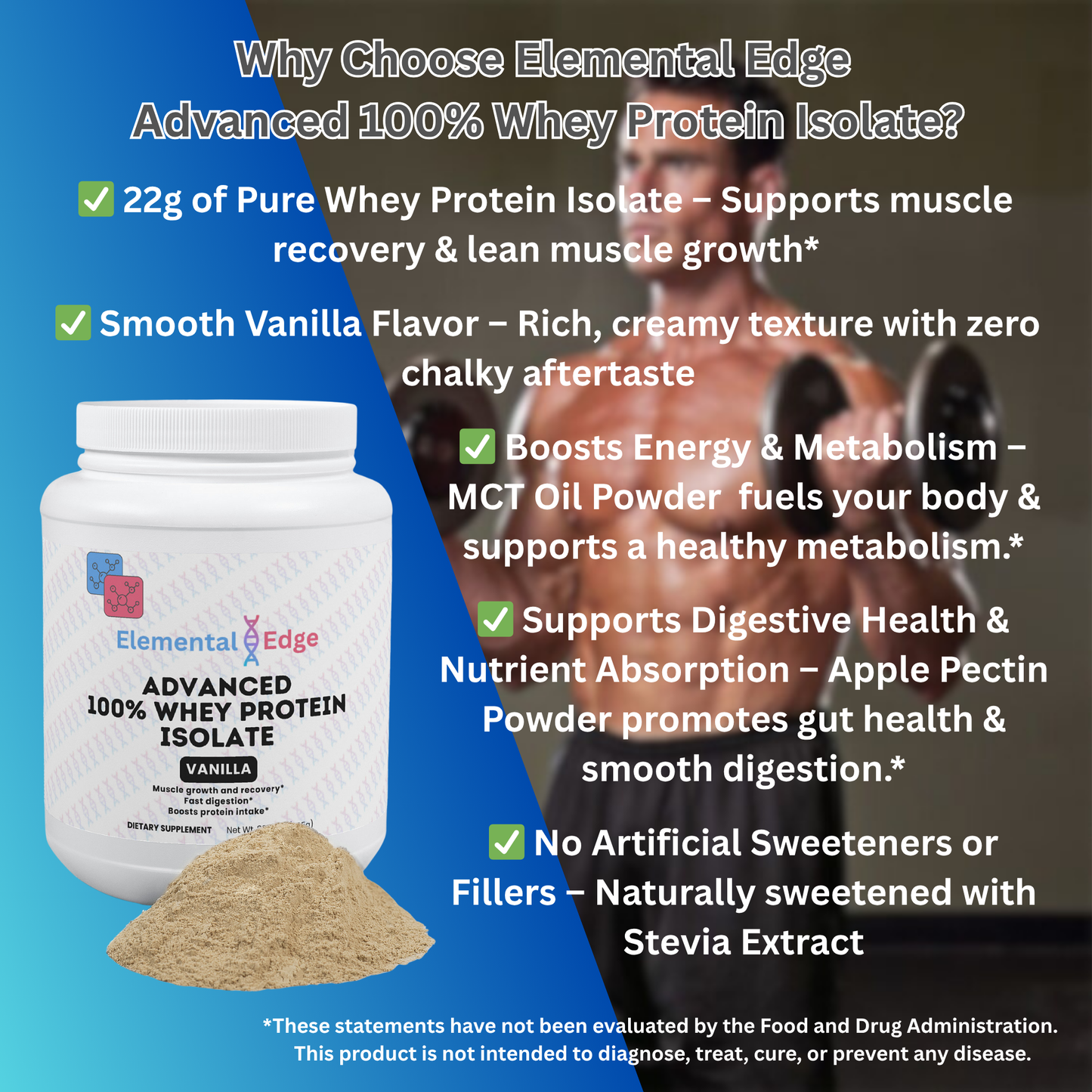 100% Whey Protein Isolate (Vanilla) – Lean Muscle & Recovery | Elemental Edge