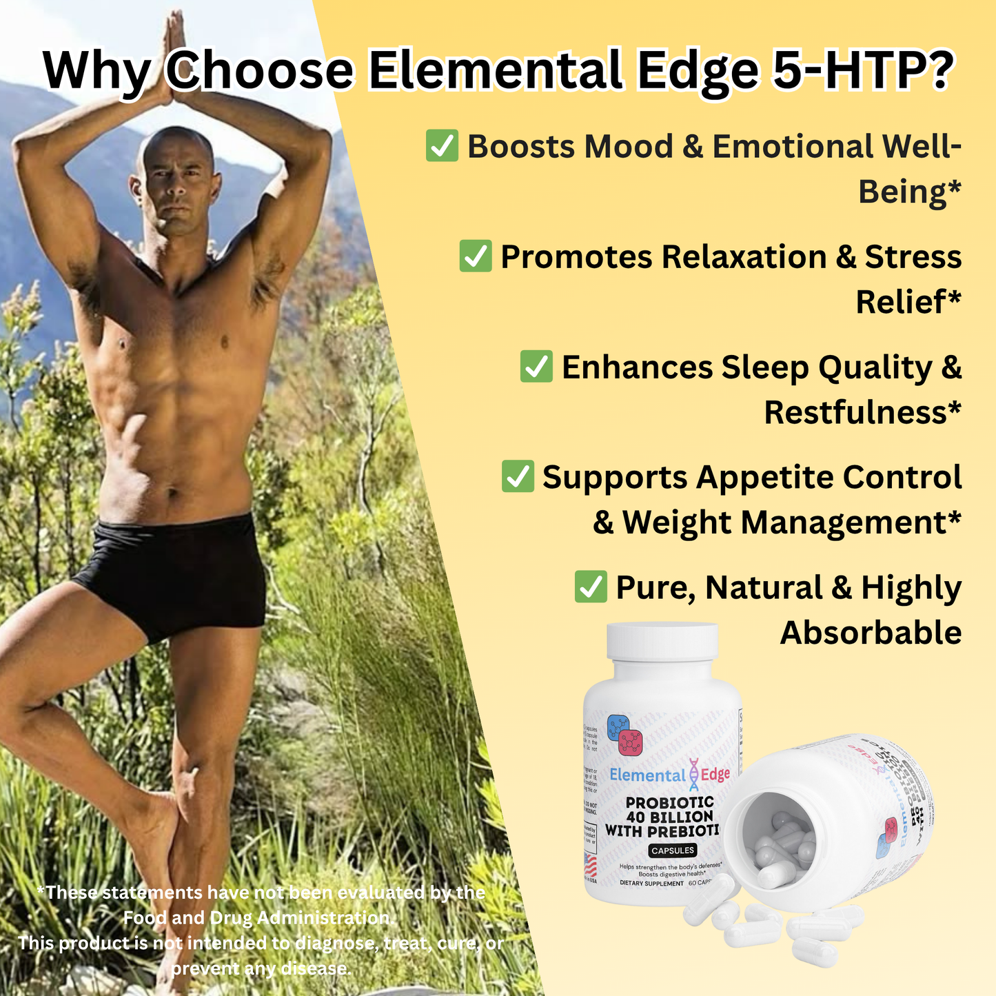 5-HTP Mood, Sleep & Stress Support – Calm, Rest & Emotional Balance | Elemental Edge