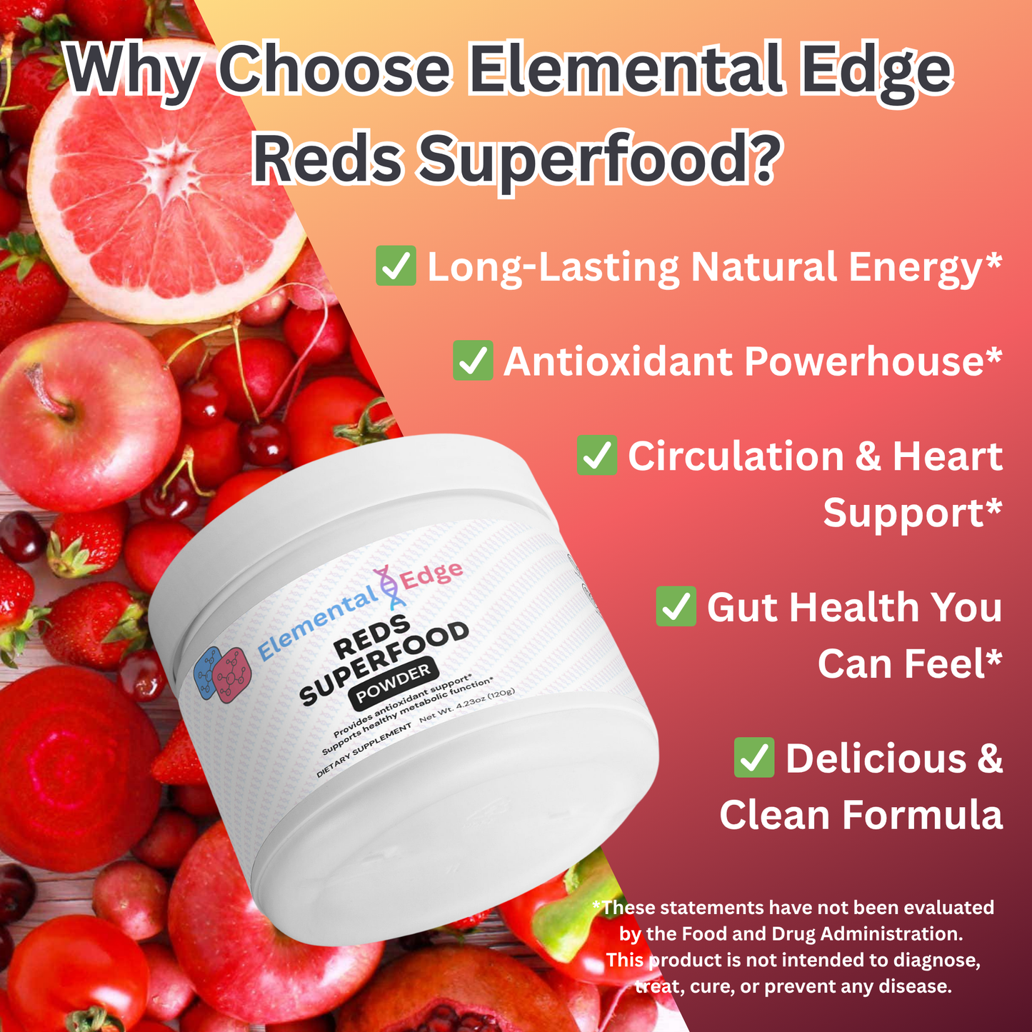 Reds Superfood Powder – Antioxidant, Energy & Gut Health Boost | Elemental Edge