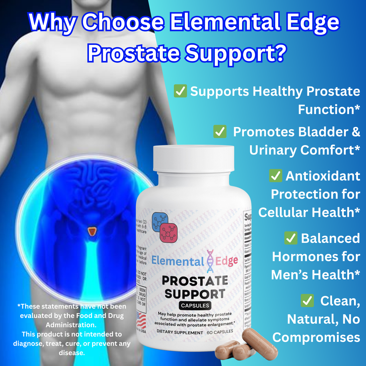 Prostate Support – Urinary Flow, Hormone & Bladder Health | Elemental Edge