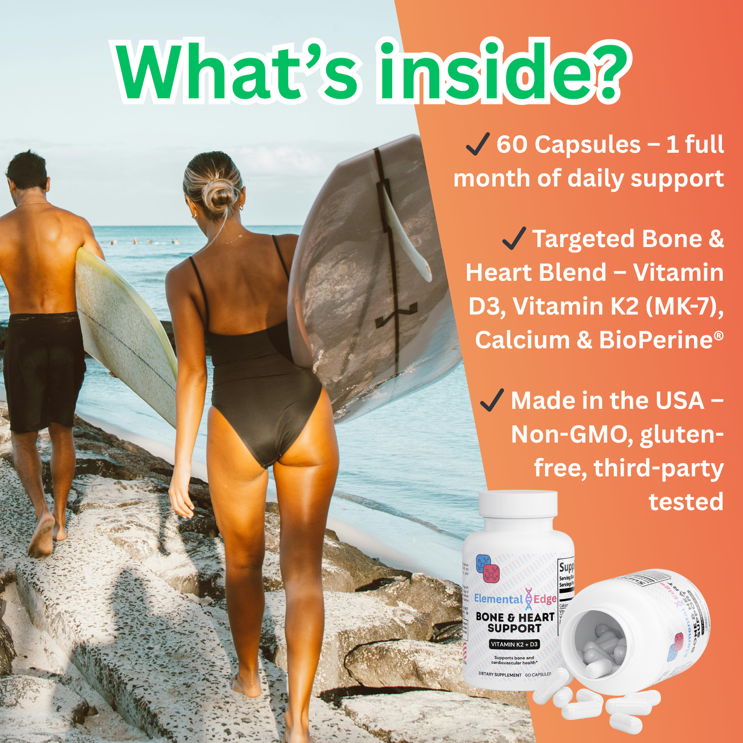 Bone & Heart Support – D3, K2 & Calcium for Strength & Circulation | Elemental Edge