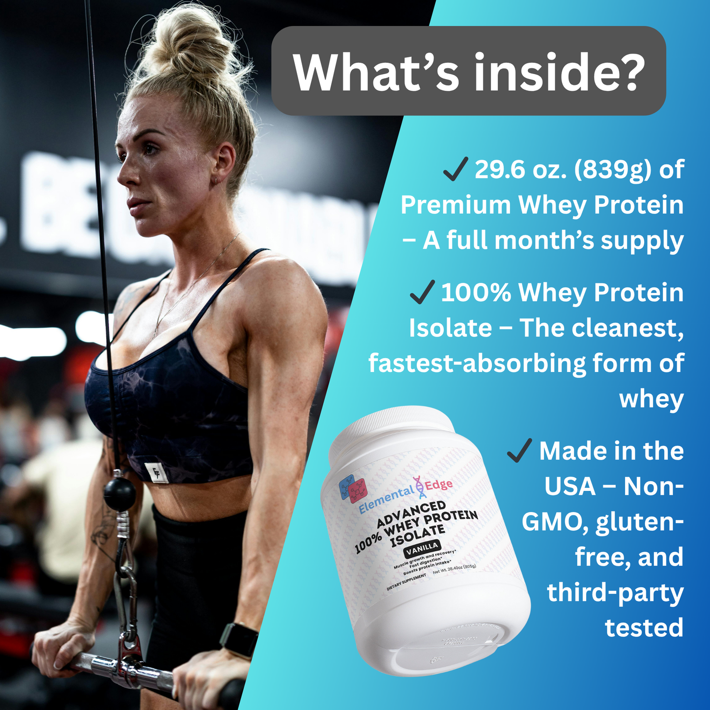 100% Whey Protein Isolate (Vanilla) – Lean Muscle & Recovery | Elemental Edge