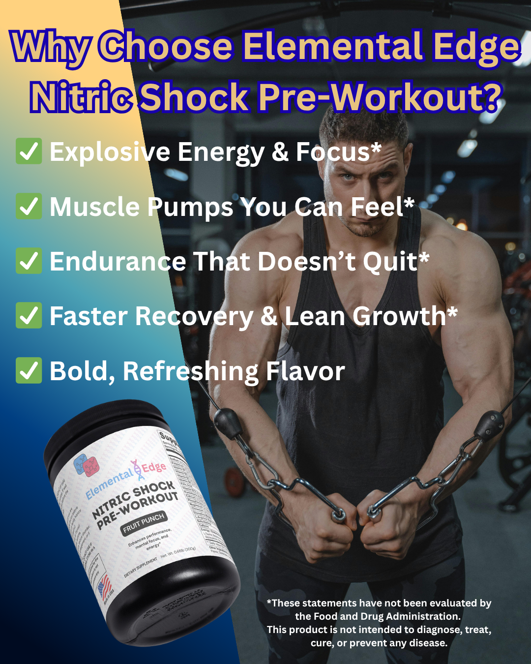 Nitric Shock Pre-Workout – Energy, Endurance & Muscle Pumps | Elemental Edge