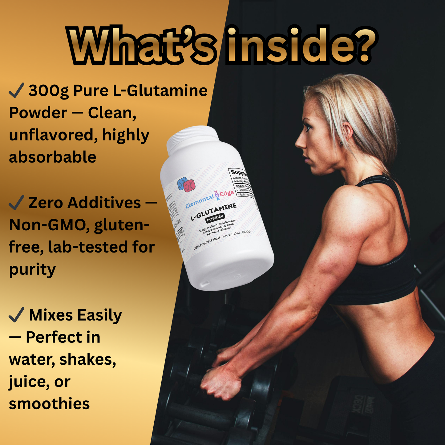 L-Glutamine Powder – Recovery, Muscle Growth & Endurance | Elemental Edge