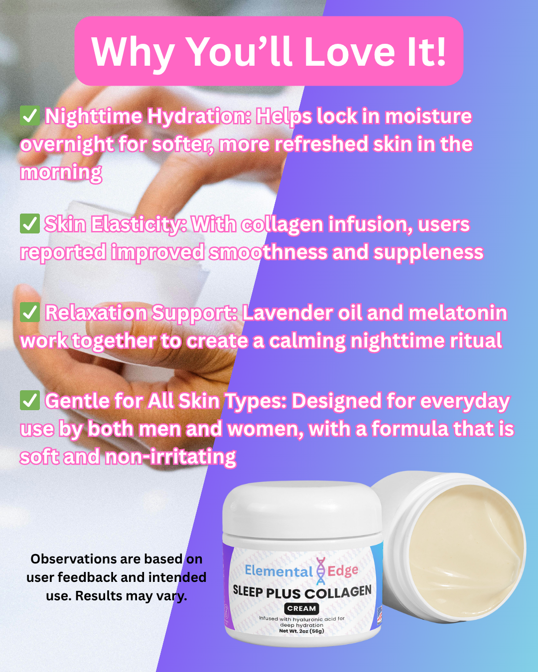 Sleep Plus Collagen Cream – Restore, Hydrate & Unwind Overnight | Elemental Edge