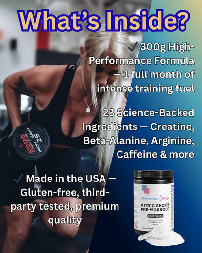Nitric Shock Pre-Workout – Energy, Endurance & Muscle Pumps | Elemental Edge