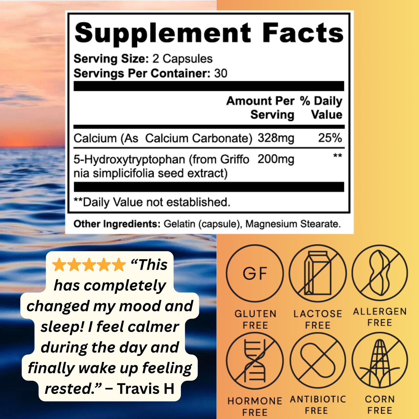 5-HTP Mood, Sleep & Stress Support – Calm, Rest & Emotional Balance | Elemental Edge