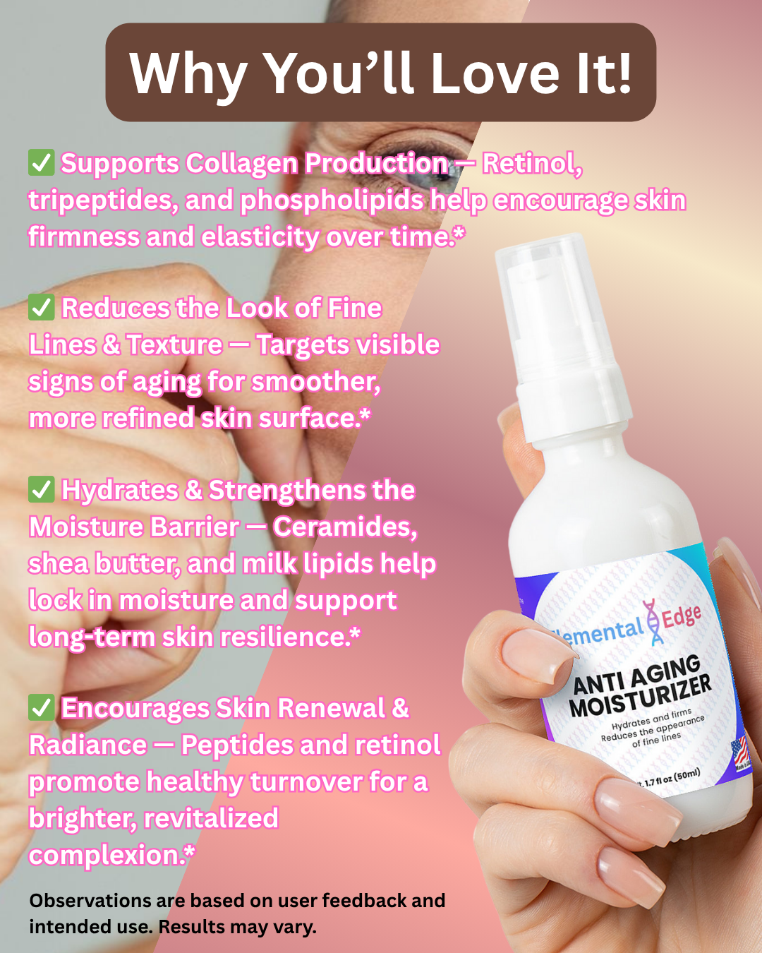 Anti Aging Moisturizer — Retinol & Peptide Formula to Firm, Smooth & Restore Mature Skin | Elemental Edge