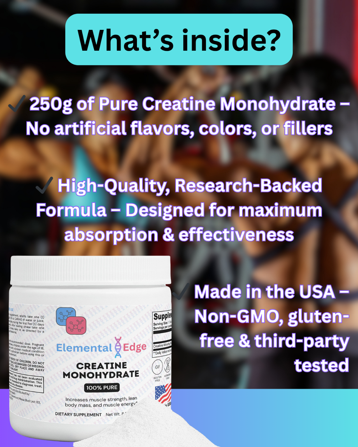 Creatine Monohydrate for Strength, Muscle & Training Performance | Elemental Edge