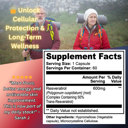 Resveratrol 50% 600mg – Heart, Brain & Anti-Aging Support | Elemental Edge