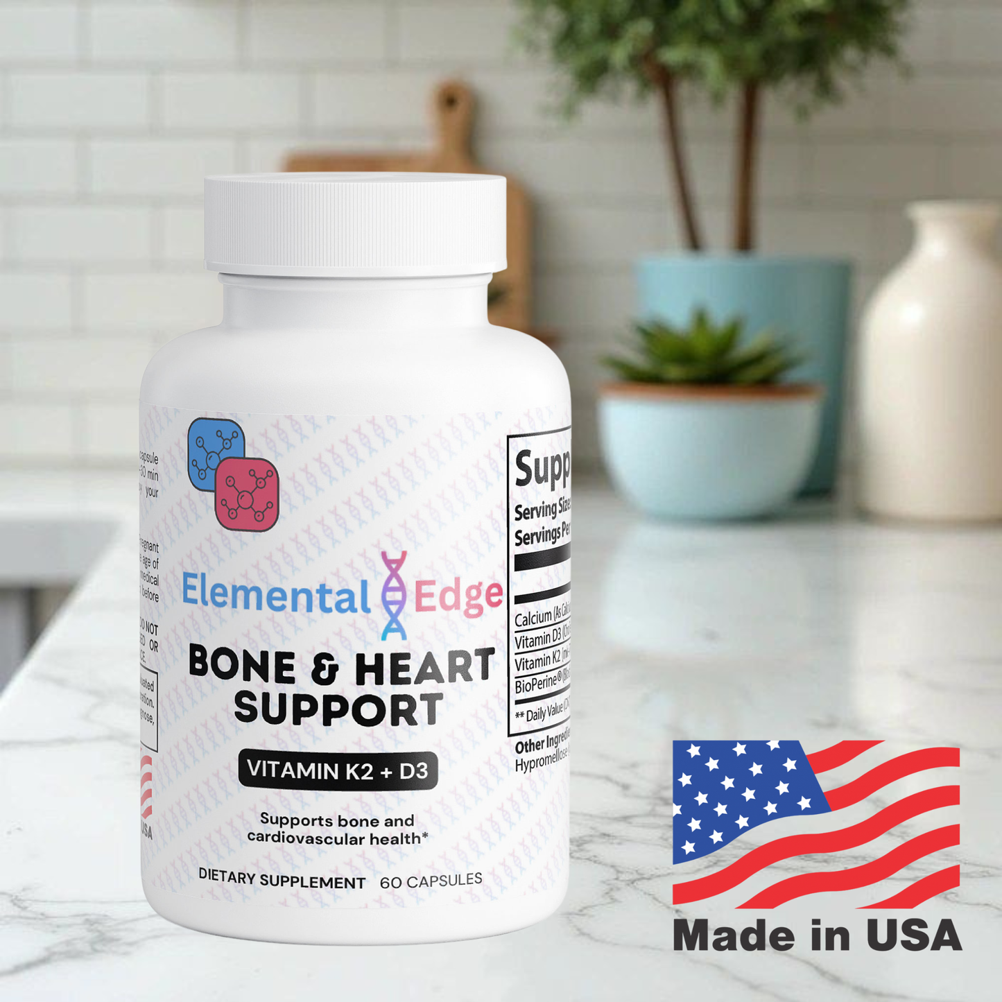 Bone & Heart Support – D3, K2 & Calcium for Strength & Circulation | Elemental Edge