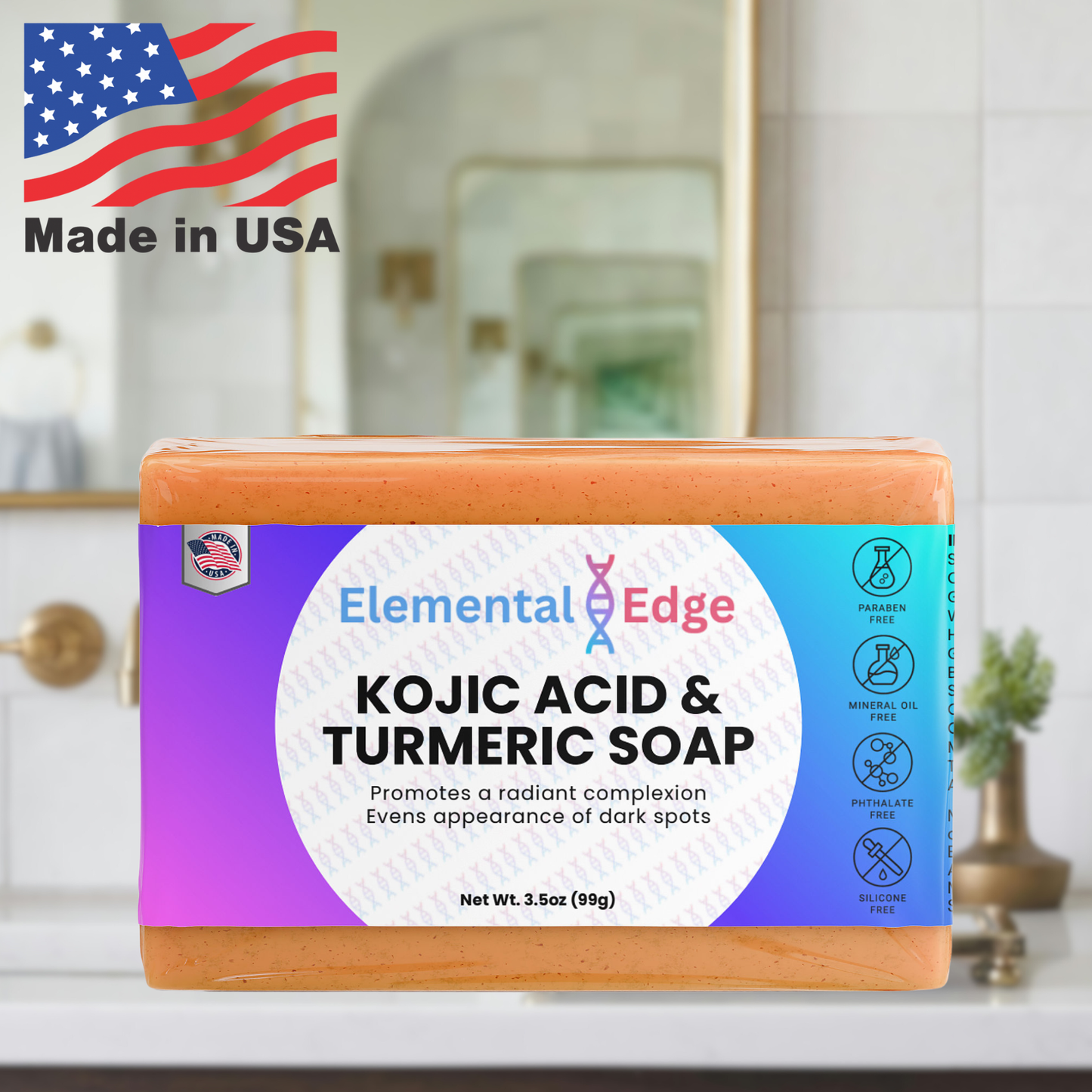 Kojic Acid & Turmeric Soap – Brighten, Cleanse & Revitalize | Elemental Edge