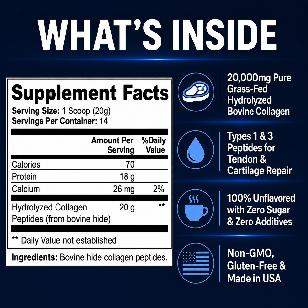 Grass-Fed Hydrolyzed Collagen Peptides - Unflavored